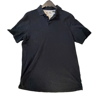 Tasso elba black cotton collared polo short sleeve top preppy gold old money